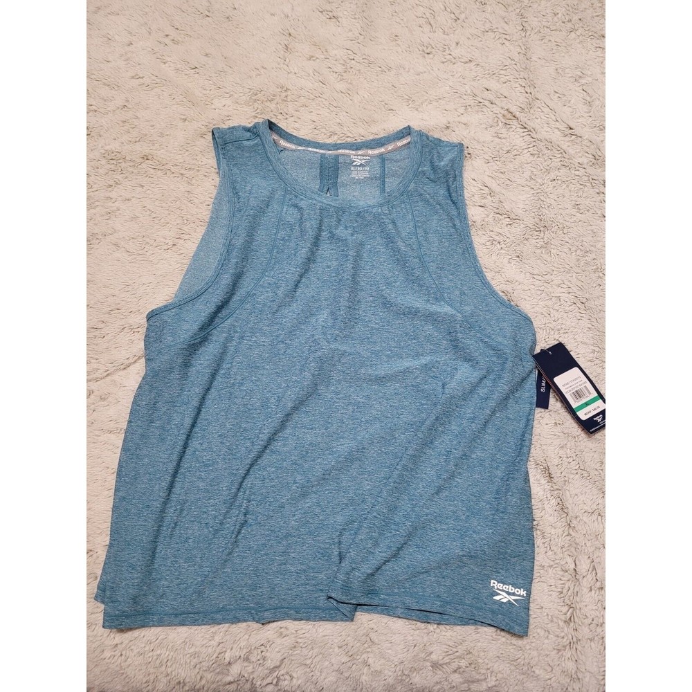 Reebok sleeveless slim shirt women breathable back Ocean Depths Heather  XL Blue